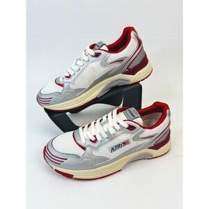 Autry Hyperway Low Mens Sneakers Silver Red White Mesh HYLMMV01 Sz‎ 42 EU / 9 US